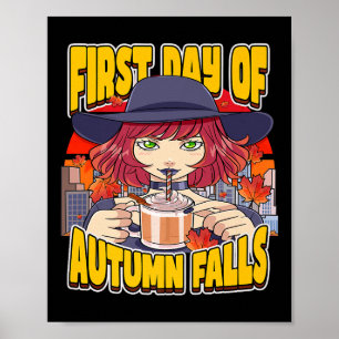 Erster Tag des Herbstes fällt September Herbst-Tag Poster