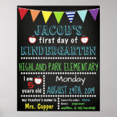 Erster Tag des Kindergarten Chalkboard Poster (Vorne)