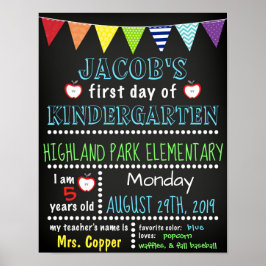 Erster Tag des Kindergarten Chalkboard Poster