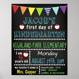 Erster Tag des Kindergarten Chalkboard Poster