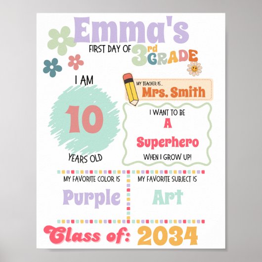 Erster Tag des Schulposters Poster (Vorne)