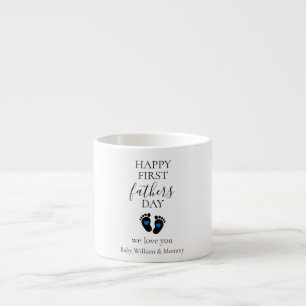 Erster Tag des Vaters - Kinderfußabdrücke und blau Espressotasse