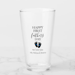 Erster Tag des Vaters - Kinderfußabdrücke und blau Glas