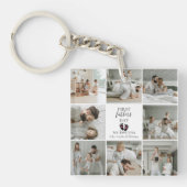 Erster Tag des Vaters - Kinderfußabdrücke und rosa Schlüsselanhänger (Vorderseite)