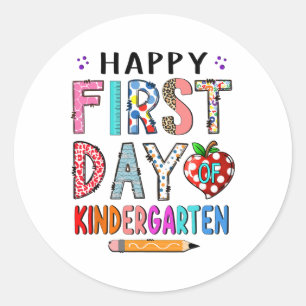 Erster Tag im Kindergarten Zurück zur Schule Lehre Runder Aufkleber