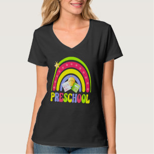 Erster Tag im Vorschulalter Lehrer zurück in der T-Shirt