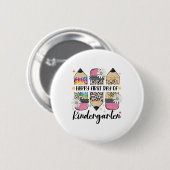 Erster Tag Kindergarten-Lehrer Leopard Bleistift C Button (Vorne & Hinten)
