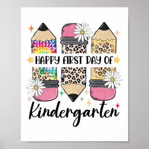 Erster Tag Kindergarten-Lehrer Leopard Bleistift C Poster