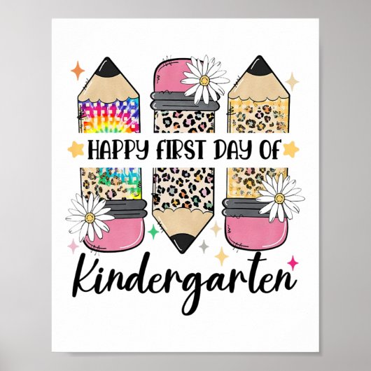 Erster Tag Kindergarten-Lehrer Leopard Bleistift C Poster (Vorne)