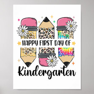 Erster Tag Kindergarten-Lehrer Leopard Bleistift C Poster