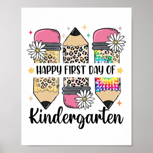 Erster Tag Kindergarten-Lehrer Leopard Bleistift C Poster (Vorne)