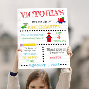 Erster Tag Kindergarten Name Poster