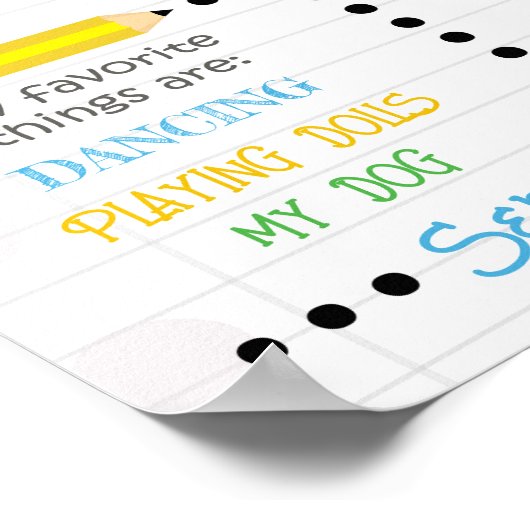 Erster Tag Kindergarten Name Poster (Ecke)