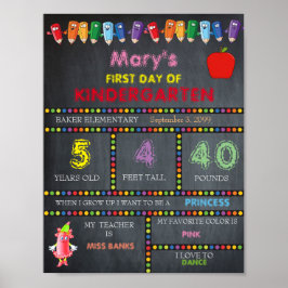 Erster Tag Kindergarten-Sign-MIRL, Chalkboard Poster