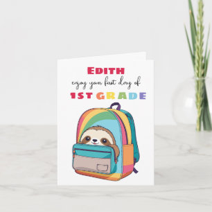 erster Tag neue Klasse Sohn Tochter süßes Faultier Karte