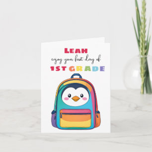 Erster Tag Pinguin Rucksack Schule Sohn Tochter Karte