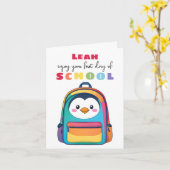 Erster Tag Pinguin Rucksack Schule Sohn Tochter Karte (Gelbe Blume)