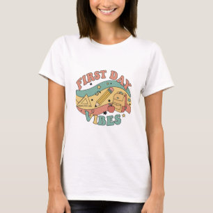 Erster Tag Vibes Retro 70er Zurück in den T - Shir T-Shirt