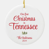 Erster Tennessee Weihnachten TN Rotes Jahr Keepake Keramik Ornament (Hinten)