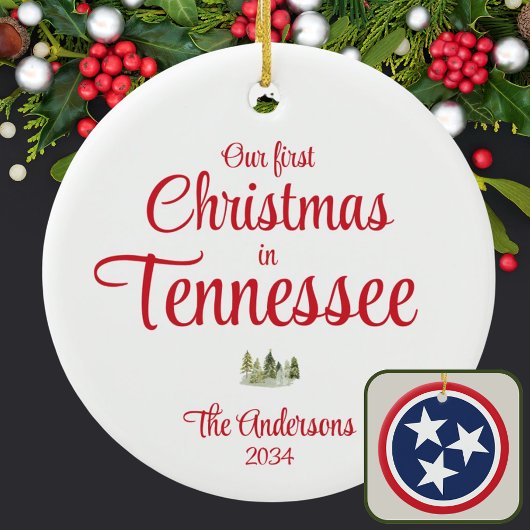 Erster Tennessee Weihnachten TN Rotes Jahr Keepake Keramik Ornament