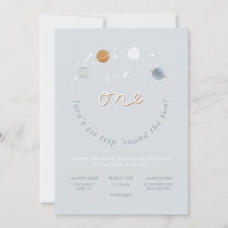 Erster Trip Space Thema 1. Geburtstag Einladung 3