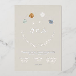 Erster Trip Space Thema 1. Geburtstagsfoil Einladu Folieneinladung