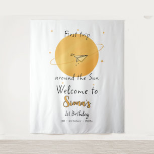 Erster Trip um die Sonne Papierflugzeug Geburtstag Wandteppich