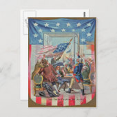 Erster Unabhängigkeitstag-amerikanische Flagge Postkarte (Vorne/Hinten)