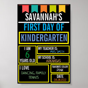 Erster und letzter Schultag-Tafel für Kinder Poster