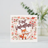 Erster Valentins-Tag Fuchs Cupid - überschaubare r Karte (Stehend Vorderseite)