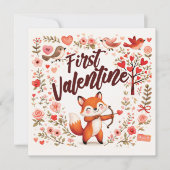 Erster Valentins-Tag Fuchs Cupid - überschaubare r Karte (Vorderseite)