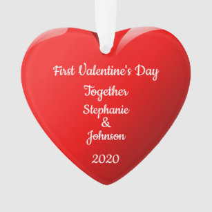 Erster Valentinstag mit Namen des Herzens Rot Ornament