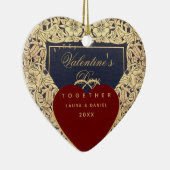Erster Valentinstag - Rote Rose Keramik Ornament (Rechts)