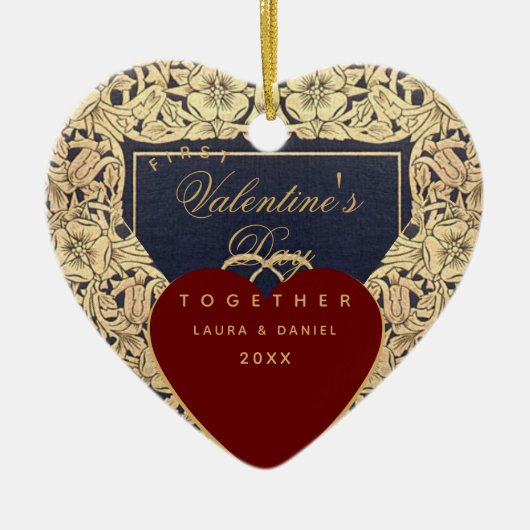 Erster Valentinstag - Rote Rose Keramik Ornament (Vorne)
