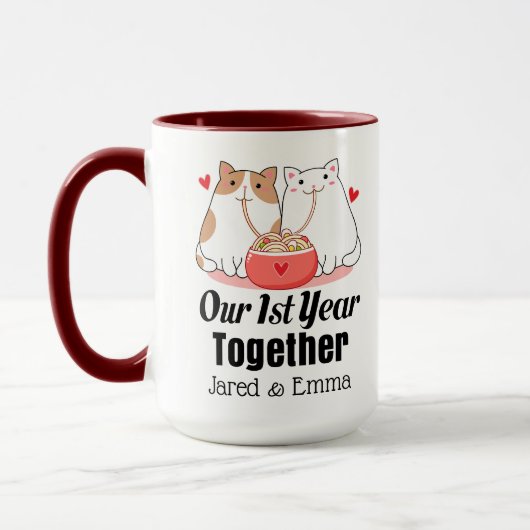 Erster Valentinstag zum 1. Jahrestag Tasse (Links)