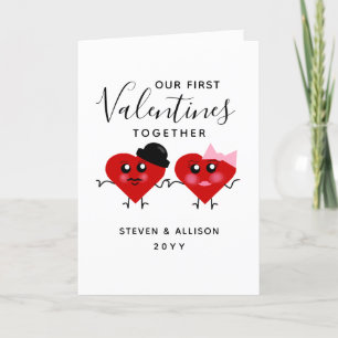 Erster Valentinstag Zusammen Funny Red Hearts Feiertagskarte
