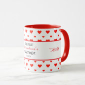 Erster Valentinstag zusammen Rotes Herz Monogramm Tasse (VorderseiteRechts)