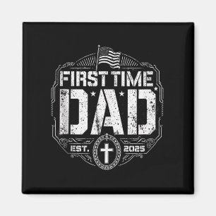Erster Vater Est 2025 - Patriotisches Christliches Magnet