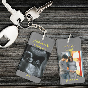 Erster Vater-Tag Papa zu sein Grau 2 Foto Schlüsselanhänger