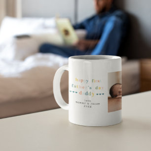 Erster Vatertag 3-Foto-Collage Kaffeetasse