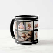 Erster Vatertag 7 Foto Collage Schwarz Tasse (Vorderseite Links)
