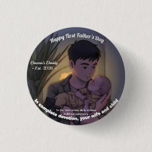 Erster Vatertag Anime Style Nacht Button