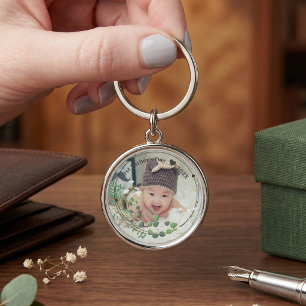 Erster Vatertag Benutzerdefiniertes Baby-Foto Mi Schlüsselanhänger