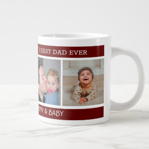 Erster Vatertag Bester Vater je 4 Foto Maroon Jumbo-Tasse
