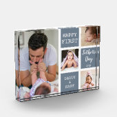 Erster Vatertag Grau 4 Fotokassenklotz Fotoblock (Links)