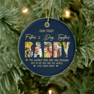 Erster Vatertag mit Daddy – Individuelles Fotogesc Keramik Ornament