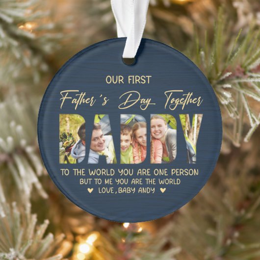 Erster Vatertag mit Daddy – Individuelles Fotogesc Ornament (Baum)