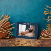 Erster Vatertag Mute Blue Personalisiert Fotoplatte (Seite)