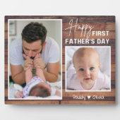 Erster Vatertag Neuer Papa 2 Foto Palettenholz Fotoplatte (Vorderseite)