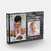 Erster Vatertag New Dad Black Wood 2 Foto   (Links)